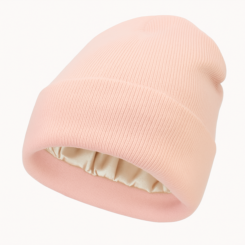 Bonnet satin d'hiver pour cheveux bouclés - doublé en satin - Anti-frisottis & frottements