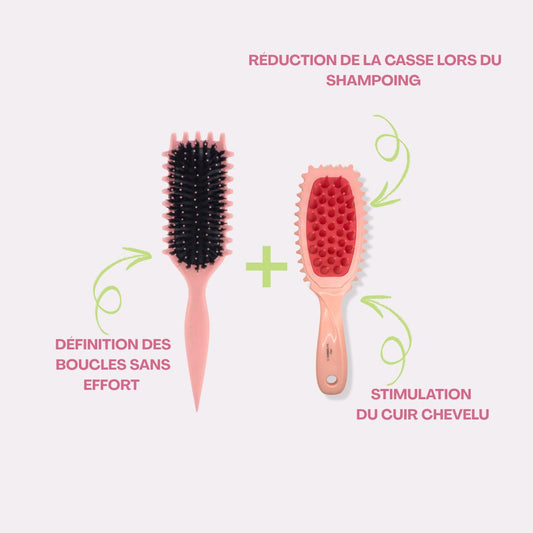 Brosse cuir chevelu massante/stimulante + Brosse définition des boucles