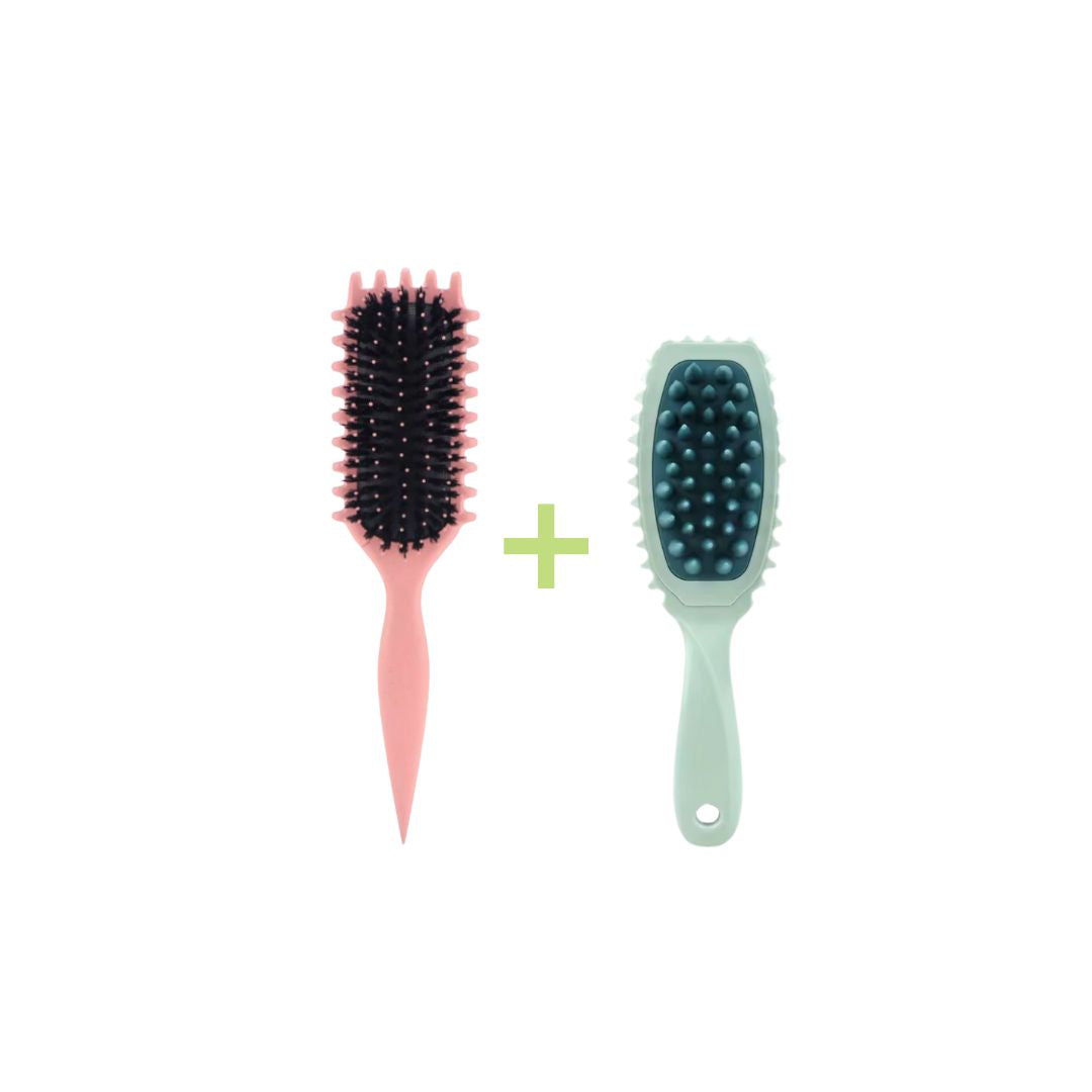 Brosse cuir chevelu massante/stimulante + Brosse définition des boucles
