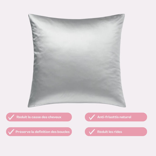Taie d'oreiller en satin 60x60| Protection des cheveux ondulés, bouclés et crepus la nuit