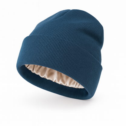 Bonnet satin d'hiver pour cheveux bouclés - doublé en satin