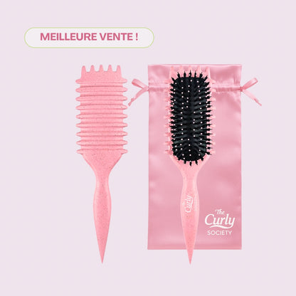 brosse rose à cheveux en plastique recyclé 