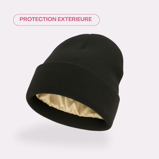 Bonnet satin d'hiver pour cheveux bouclés - doublé en satin - Anti-frisottis & frottements