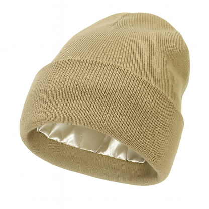 Bonnet satin d'hiver pour cheveux bouclés - doublé en satin - Anti-frisottis & frottements