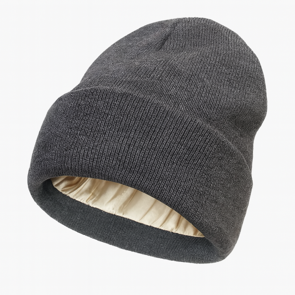 Bonnet satin d'hiver pour cheveux bouclés - doublé en satin - Anti-frisottis & frottements