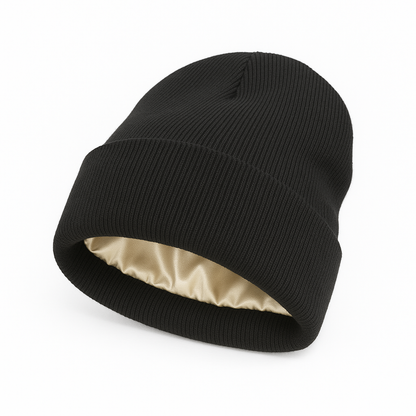 Bonnet satin d'hiver pour cheveux bouclés - doublé en satin - Anti-frisottis & frottements