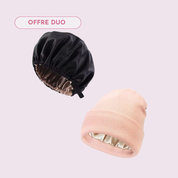 Bonnet en satin+ Bonnet doublé en satin