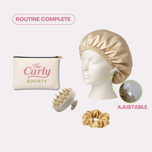 Bonnet en satin de soie ajustable + chouchou en soie : cheveux ondulés,bouclés,crépus